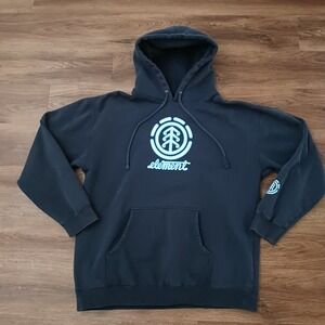 Element Skateboards Mens Logo Hoodie Navy Blue Large Skate Streetwear HOLE